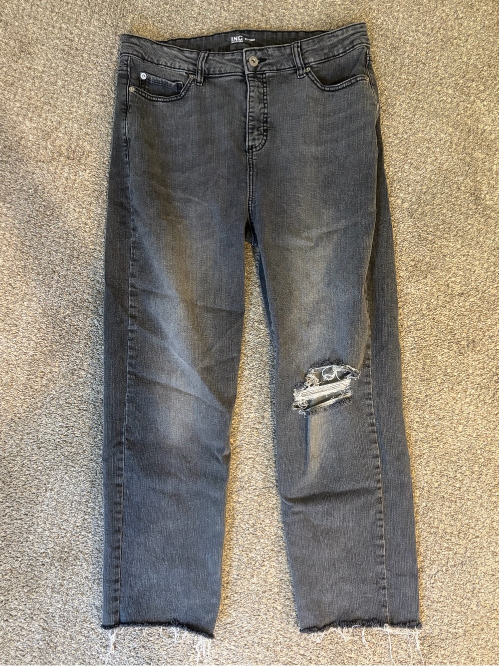 INC International Concepts Gray Washed Straight Jeans